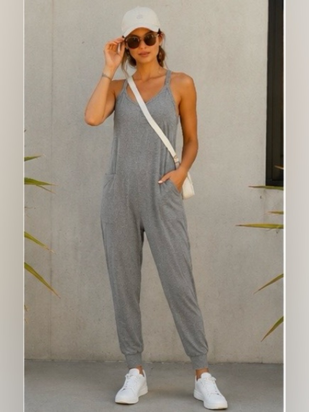 NWT Z By Zella Heather Gray Jumpsuit | Racerback Lounge Activewear | Size S 🩶